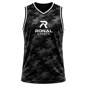 Camisetas de Baloncesto Transpirables de Talla Grande para Hombre 2026, sin Mangas, de Poliéster/Algodón, con Estampado por Sublimación Personalizable en la Parte Delantera - Product Image 1