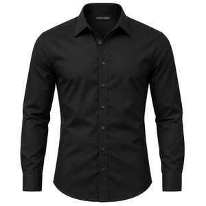 Prendas Esenciales Elegantes para el Guardarropa del Hombre Moderno: Camisas de Manga Larga de Color Sólido para Uniformes de Trabajo Formales - Product Image 1
