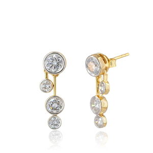 14K Yellow <b>Gold</b> 1.66 Ct Lab Grown Diamond Drop <b>Earrings</b> Bezel Set Diamond <b>Dangle</b> <b>Earrings</b> - Product Image 1