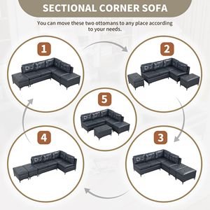 Divano Angolare a L in Pelle PU da 240 cm con Pouf Contenitore Mobili e Spostabili per Soggiorno - Product Image 3