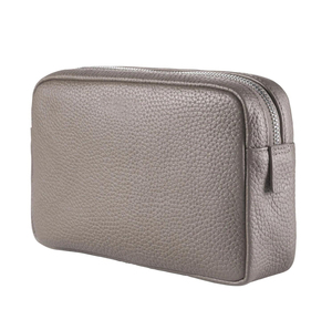 Neceser de Cuero, Estuche Cosmético Pequeño con Cierre de Cremallera, Bolsa de Maquillaje Portátil de Estilo Simple, Color Beige, Bolsa de Aseo para Viaje - Product Image 1