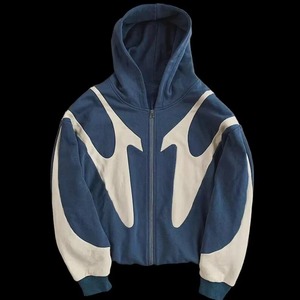 Sweat à capuche zippé pour homme, coupe classique, décontracté, avec blocs de couleur, imprimé par sublimation, en polyester French Terry, pour l'automne - Product Image 6