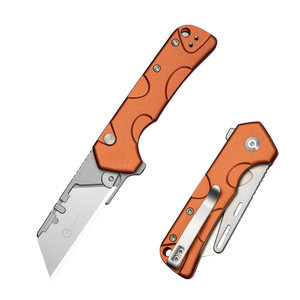 Couteaux pliants utilitaires modernes avec lame à bord plat tranchant, poignée confortable et compacte, format de poche pour le camping - Product Image 1