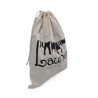 Bolsa de lavandería para hotel personalizada con logotipo impreso almacenamiento reutilizable lavable liso 8 Oz bolsa de lona de algodón con cordón bolsa de polvo