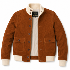 Brown Sheep Skin <b>Bomber</b> <b>Jacket</b> Maroon Quilted Eco-Friendly Quick Dry 3D Embroidery Breathable Winter - Product Image 1