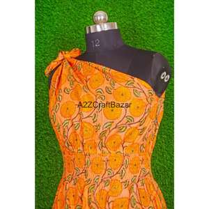 Robe midi moulante multicolore à motif floral 100 % coton, asymétrique à une épaule, pour femme, style décontracté, très tendance, été, avec découpes - Product Image 5