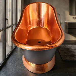 Baignoire en cuivre faite à la main, baignoire de trempage en cuivre avec finition antique, baignoire autoportante de luxe pour salle de bain, spa à domicile et intérieur - Product Image 4