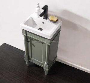 Meuble-lavabo moderne en bois massif et contreplaqué, à poser au sol, avec tiroirs à fermeture douce, facile à nettoyer, 17 pouces, pour usage hôtelier - Product Image 4