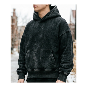 Sudadera con Capucha para Hombre, Estilo Vintage, Lavada, 100% Algodón, Estampado de Camuflaje, 500 g/m², Gruesa, Talla Grande, Lavado Ácido, Personalizada - Product Image 1