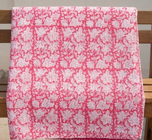 Luxury Handmade Cotton Kantha <b>Quilt</b> Floral Hand Block Print Bed Cover <b>Throw</b> Blanket Custom Size OEM All-Season Reversible - Product Image 5