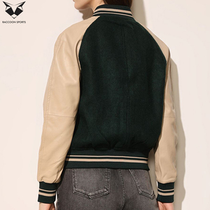 Women's Varsity Jacket Full Sleeve Button Up Collar Solid Color Contrast Trim Regular Fit Embroidered Letter Front Autumn Wear - Product Image 2