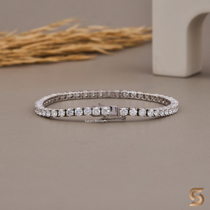 3MM Moissanite Tennis <b>Bracelet</b> | 18K White <b>Gold</b> Look <b>Bracelet</b> | Luxury Tennis Jewelry Gift - Product Image 2