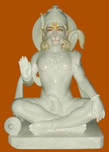 หินอ่อนสีขาว Pavan Putra ลอร์ดหนุมานนั่งไอดอล - Product Image 5