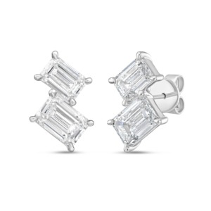 3 CT Lab Grown Diamond Earrings 18K Gold Plated Engagement Gift Party Luxury Modern Geometric - Product Image 1