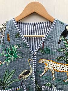 Vestes matelassées pour femmes à imprimé jungle, style bohème, boutonnées, faites à la main, cadeaux de fêtes - Product Image 3