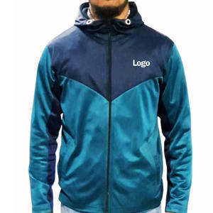 Sweat à capuche sport pour homme, ensemble de survêtement colorblock, veste à panneaux contrastants, poches hiver, respirant, service OEM - Product Image 1