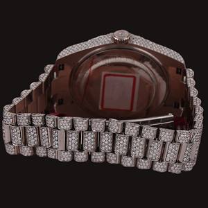 Montre unisexe tendance avec cadran blanc entièrement serti de diamants Moissanite VVS, style Hip Hop personnalisé, bracelet en acier inoxydable, pour toutes les occasions, pour homme - Product Image 3