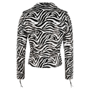 Chaqueta de Cuero Napa 100% Genuino Personalizada BRANDO para Mujer, Chaqueta de Motociclista con Estampado de Cebra, Estilo Gótico Punk, Cierre YKK - Product Image 3