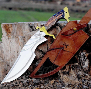 Cuchillo Bowie de Combate Personalizado Hecho a Mano en Acero D2 con Mango de Resina de Piña y Funda de Cuero, Regalo OEM para Él, Ideal para Caza y Camping - Product Image 6