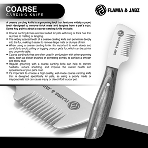 Flamia & Jabz Stainless Steel Pet Comb Wood Handle Dog Grooming Tool Stripping knife Cats and Dogs Black - Product Image 3