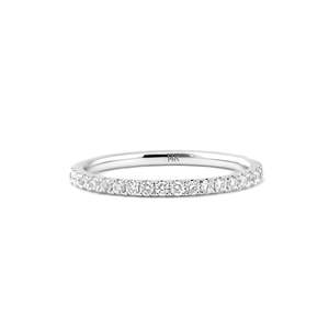 Minimal 1.3mm Round Cut Lab Grown Diamond IGI Certified 14K Solid White Gold Full Eternity <b>Ring</b> Luxury Micro Pavé <b>Dainty</b> wedding - Product Image 3