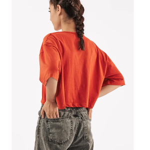 T-shirt court oversize basique pour femme en coton, coupe ample, manches courtes, style décontracté streetwear, logo personnalisé - Product Image 6