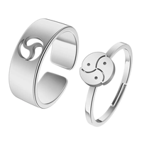 Bagues de couple plaquées or de luxe en acier inoxydable, bijoux élégants et tendance, bagues assorties, cadeau romantique pour amoureux, vente en gros