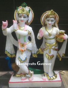 White Makrana stone Radha Krishna <b>statue</b> - Product Image 2
