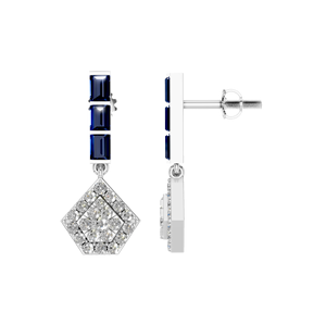 Modern Trendy Style 925 Sterling Silver White Gold Dangle <b>Earrings</b> <b>Sapphire</b> Diamond Gemstones Stylish Party Accessory for Gift - Product Image 1