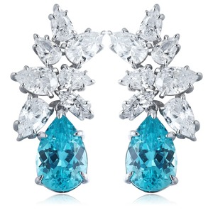 Luxury Women's 925 <b>Silver</b> <b>Drop</b> <b>Earrings</b> With Pear Cut Zircon Blue Water <b>Drop</b> Design Rhodium Plated Claw Setting Wedding Jewelry - Product Image 1