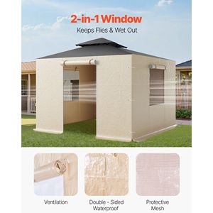 Copertura Invernale per Gazebo 10 x 10 piedi in PE ad Alta Densità, 4 Pannelli Laterali con Chiusura a Cerniera, Pareti Laterali per Gazebo con Tetto Rigido - Product Image 5