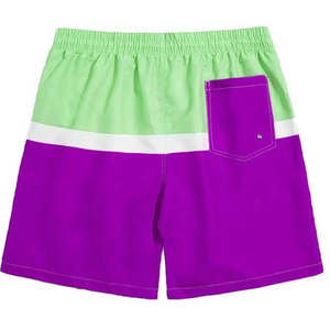 Pantalones Cortos de Verano para Hombre, Colorblock Verde y Morado, Ligeros, de Secado Rápido, con Cordón Ajustable en la Cintura, para Playa y Vacaciones - Product Image 2