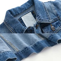 Veste en jean classique pour garçon, hiver, respirante, doublure en laine, coque en polyester/coton, fermeture à boutons, design moderne imprimé