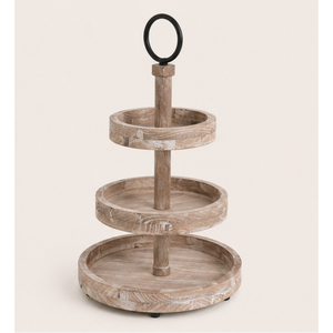 Customizable Rustic 3-Tier Wooden Serving Tray Eco-Friendly Solid Wood Tiered Stand for Home Decor <b>Party</b> Cupcake Display - Product Image 1