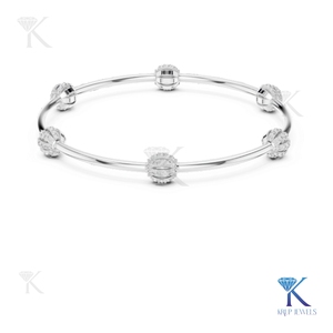 Minimalist Lab Grown Diamond Station <b>Bangle</b> 14K 18K <b>Solid</b> <b>Gold</b> Fine Unisex Luxury Jewelry Gift - Product Image 6