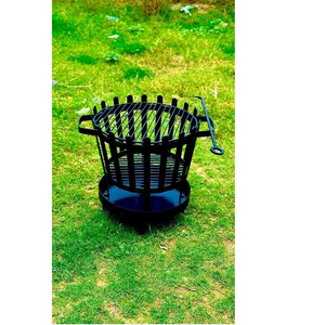 Brasero de metal grueso de alta calidad, resistente al óxido, con base redonda fuerte, bordes planos y diseño sencillo para parque o terraza, procedente de la India. - Product Image 4