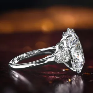 Moissanite Engagement <b>Ring</b> <b>925</b> Sterling <b>Silver</b> Gold Plated Princess Cut Vintage Luxury Wedding <b>Ring</b> - Product Image 4