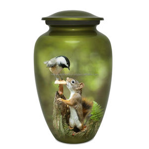 Urna de cremación de Metal clásica para adultos de 200 pulgadas cúbicas, diseño de ardilla conmemorativo hecho a mano para cenizas humanas, suministro conmemorativo funerario - Product Image 1