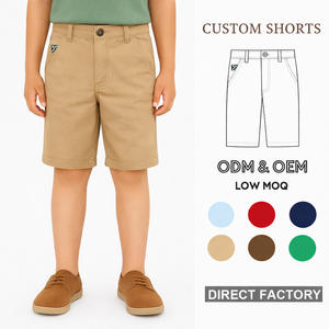 Shorts <span class=keywords><strong>chino</strong></span> tissés respirants pour enfants, en coton extensible, décontractés, avec logo personnalisé, OEM ODM, vente en gros d'usine, pour l'été - Product Image 2