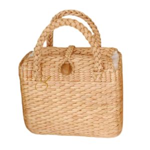 Bolso de playa artesanal de jacinto de agua: Cesta de paja tejida de Vietnam - Product Image 1