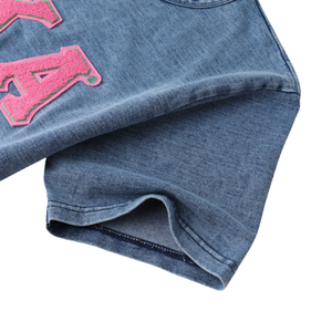 Camiseta AKA Premium de Chenille Azul Oscuro y Rosa, Cuello Redondo, Manga Corta, Estilo Griego, para Mujer, Alibaba.com - Product Image 4