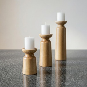 Wooden Candlestick <b>Tall</b> Wooden Candlestick <b>Table</b> Center Decoration Farmhouse Candlestick 3-piece Set - Product Image 5