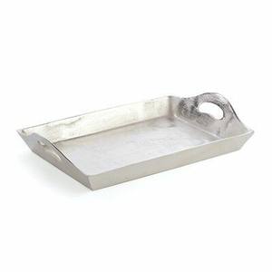 Bandeja de Servicio de Metal Plateado de Lujo, Bandeja Otomana de Aluminio Hecha a Mano, Plato Decorativo para Buffet de Hotel y Restaurante - Product Image 1