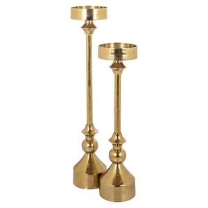 Porte-bougie en métal d'inspiration antique avec finition dorée polie, adapté à la décoration intérieure traditionnelle et contemporaine - Product Image 4