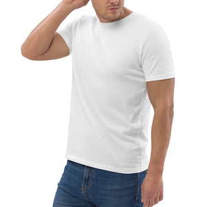 Camiseta básica blanca con cuello redondo para hombre, camiseta informal de algodón de manga corta, ajustada, esencial, lisa y básica - Product Image 1