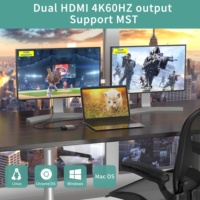 Adaptateur hub USB-C HDTV à 2 ports, double écran 4K60Hz, compatible avec MacBook Pro/Air, extension pour ordinateur portable de type C