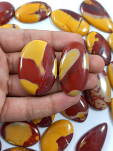 Mookaite Jasper Cabochons Natural Loose Gemstones Yellow/<b>Red</b> Third Party Certified for DIY Jewelry Making Wholesale Bulk - Product Image 5