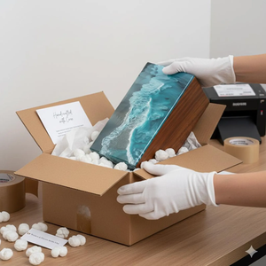 Super Selling Wooden Urn <b>Box</b> with Epoxy Resin & Wooden Crafted Polished Surface Wooden Urn <b>Box</b> For Funeral - Product Image 5