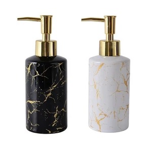 Dispensador de Jabón de Lujo con Incrustaciones de Mármol Blanco y Bomba Metálica para una Decoración Elegante del Baño y Uso Diario - Product Image 1