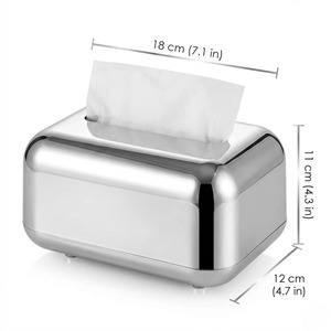 ที่ใส่กระดาษทิชชูทรงสี่เหลี่ยมผืนผ้าสีเงินเงางาม เหมาะสำหรับโต๊ะกาแฟ ห้องรับแขก แผนกต้อนรับโรงแรม และการใช้งานประจำวัน จากอินเดีย - Product Image 5